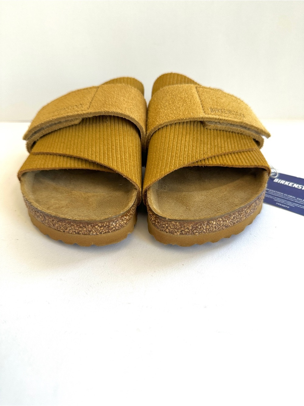 BIRKENSTOCK KYOTO SUEDE LEATHER EMBOSSED CORDUROY BROWN SLIDE SANDAL EU40/W9-9.5 - Picture 9 of 15